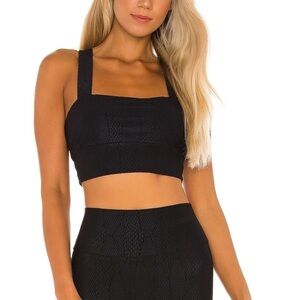 NWT Lanston Sport Viper Textured Sports Bra in Black sz M